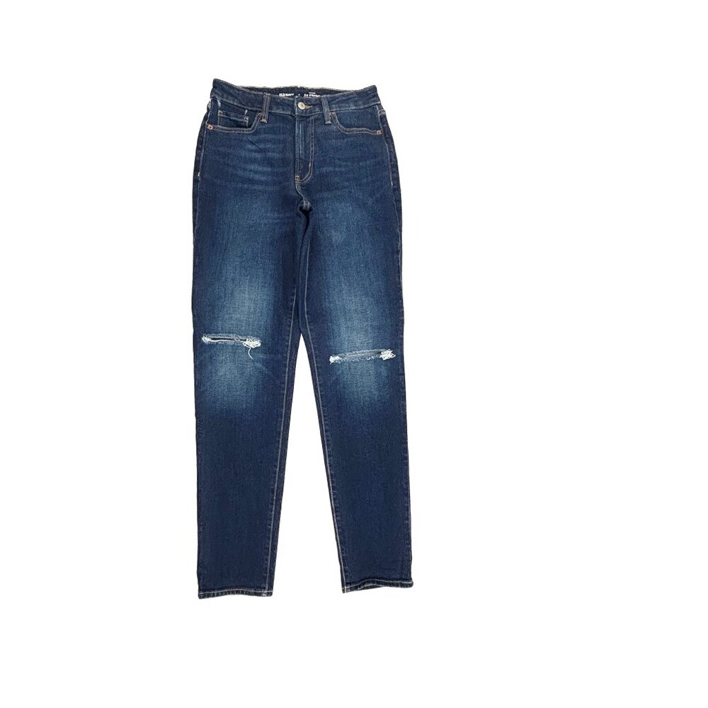 Old Navy Jeans Women 6 Blue High Rise OG Straight Distressed Denim